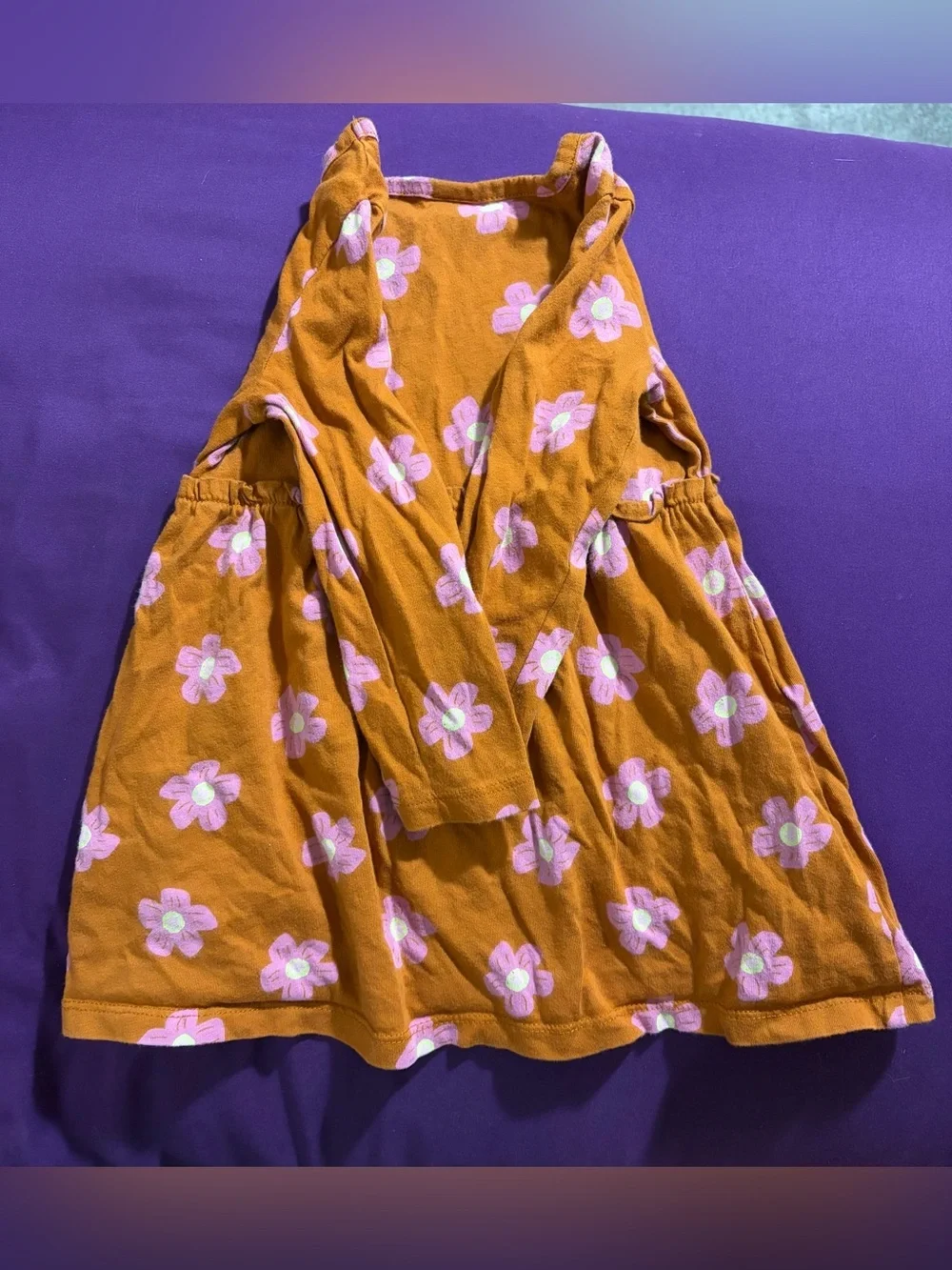 Old Navy Orange and Pink Floral Long Sleeve Dress